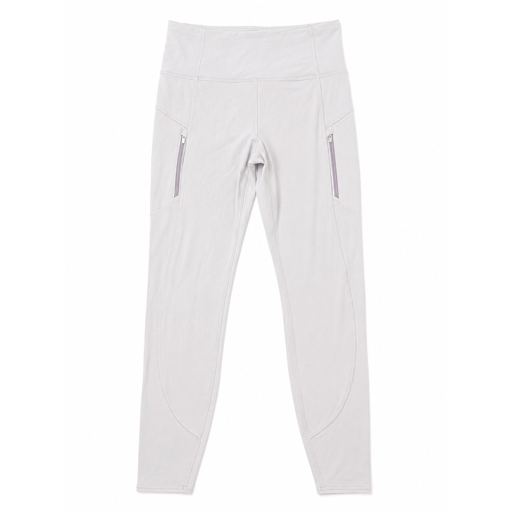 Athleta Rainier High Rise Tight Light Gray Zipper Pocket Leggings Women's Small